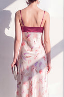 Load image into Gallery viewer, Floral Pink Spaghetti Straps Maxi Beach Wedding Guest Dress