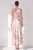 Load image into Gallery viewer, Apricot Floral One Shoulder A Line Maxi Beach Wedding Guest Dress with Ruffles
