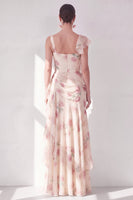 Load image into Gallery viewer, Apricot Scoop Ruffled Corset Floral Maxi Beach Wedding Guest Dress with Slit
