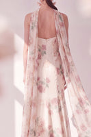 Load image into Gallery viewer, Floral Spaghetti Straps Apricot Maxi Beach Wedding Guest Dress with Slit