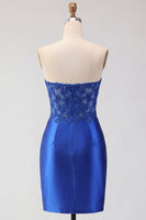 Load image into Gallery viewer, Red Corset Strapless Tight Short Prom Dress with Lace