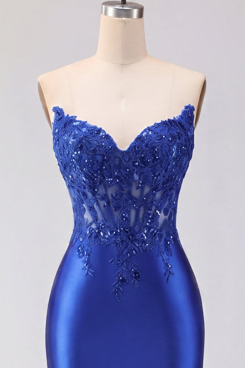 Load image into Gallery viewer, Red Corset Strapless Tight Short Prom Dress with Lace