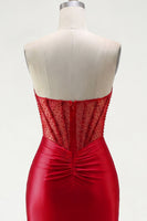 Load image into Gallery viewer, Tight Short Red Strapless Corset Prom Dress with Rhinestones