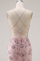 Load image into Gallery viewer, Sparkly Floral Halter Corset Tight Short Blush Beaded Prom Dress
