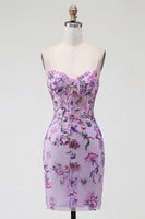 Load image into Gallery viewer, Sparkly Floral Halter Corset Tight Short Blush Beaded Prom Dress