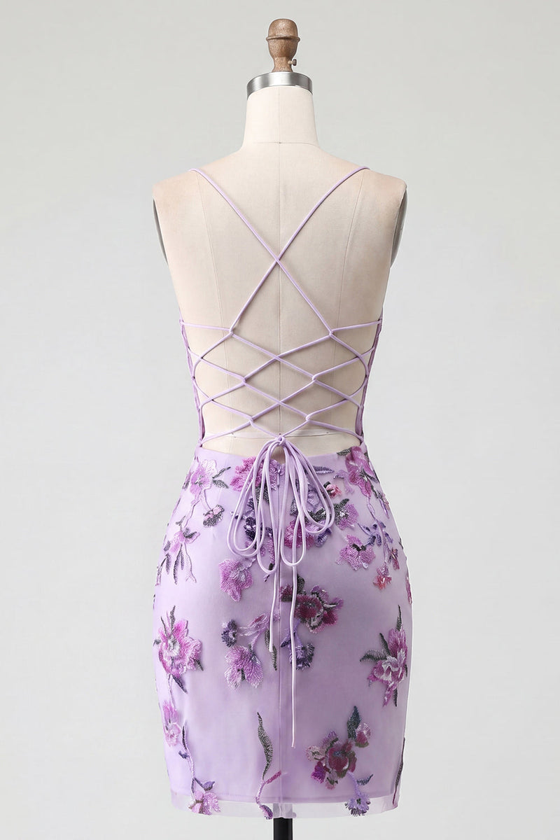 Load image into Gallery viewer, Sparkly Floral Halter Corset Tight Short Blush Beaded Prom Dress