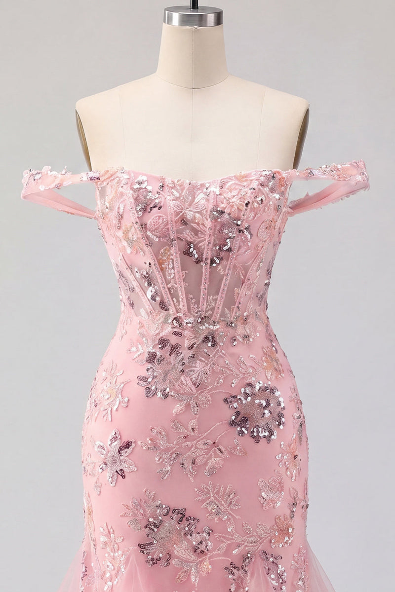 Load image into Gallery viewer, Sparkly Blush Floral Tight Corset Short Beaded Prom Dress