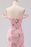 Load image into Gallery viewer, Sparkly Blush Floral Tight Corset Short Beaded Prom Dress