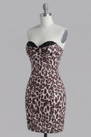 Load image into Gallery viewer, Coffee Leopard Print Tight Corset Short Ruched Prom Dress with Beading