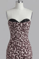 Load image into Gallery viewer, Coffee Leopard Print Tight Corset Short Ruched Prom Dress with Beading