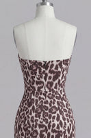 Load image into Gallery viewer, Coffee Leopard Print Tight Corset Short Ruched Prom Dress with Beading
