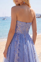 Load image into Gallery viewer, Sparkly Corset Grey Blue Short Ruched Prom Dress with Lace