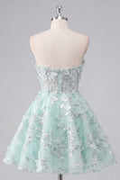 Load image into Gallery viewer, Floral Sparkly Mint Corset Short Sweetheart Beaded A Line Prom Dress
