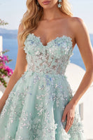 Load image into Gallery viewer, Floral Sparkly Mint Corset Short Sweetheart Beaded A Line Prom Dress