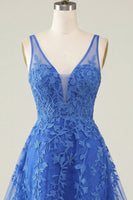 Load image into Gallery viewer, V-Neck A Line Appliqued Lace Pink Short Prom Dress