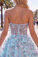 Load image into Gallery viewer, Sweetheart A Line Green Corset Short Prom Dress with 3D Flowers