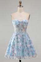 Load image into Gallery viewer, Sweetheart A Line Green Corset Short Prom Dress with 3D Flowers