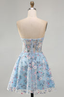 Load image into Gallery viewer, Sweetheart A Line Green Corset Short Prom Dress with 3D Flowers