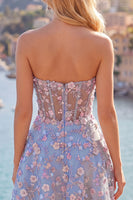 Load image into Gallery viewer, Sweetheart A Line Green Corset Short Prom Dress with 3D Flowers