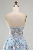Load image into Gallery viewer, Sweetheart A Line Green Corset Short Prom Dress with 3D Flowers