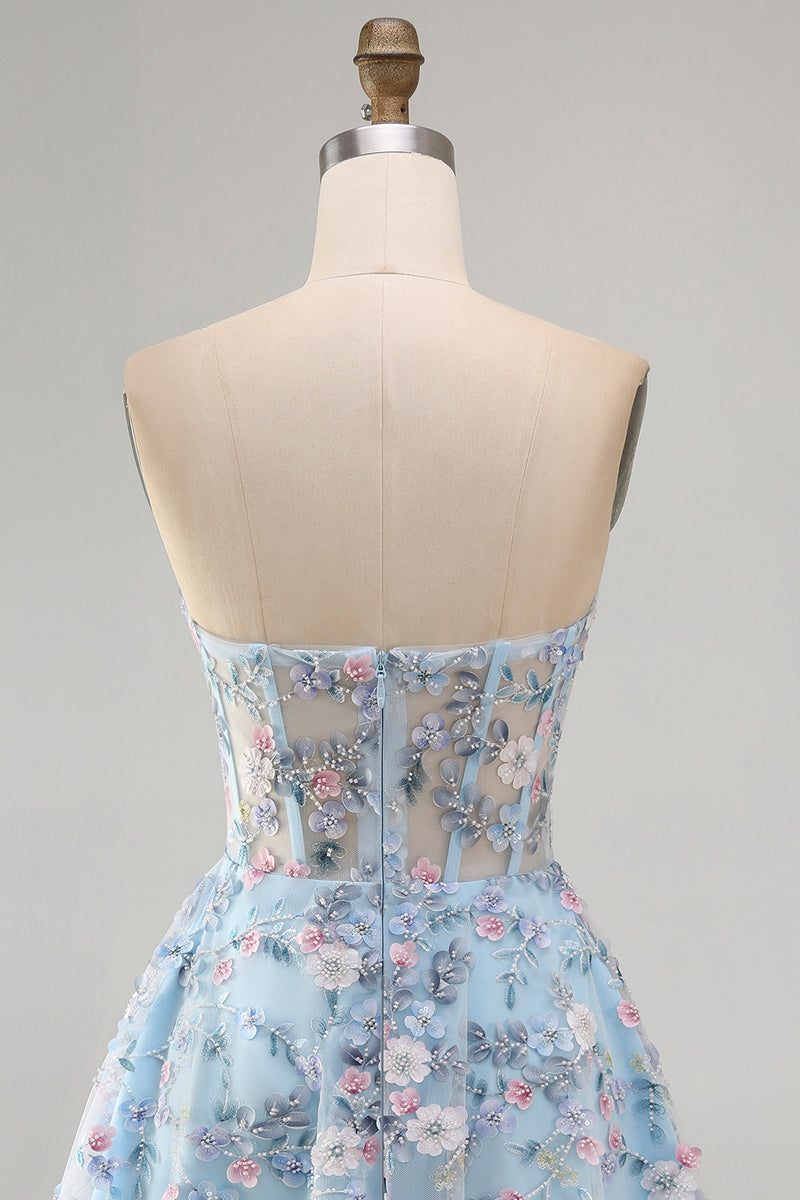 Load image into Gallery viewer, Sweetheart A Line Green Corset Short Prom Dress with 3D Flowers