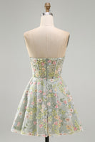 Load image into Gallery viewer, Sweetheart A Line Green Corset Short Prom Dress with 3D Flowers