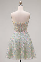 Load image into Gallery viewer, Sweetheart A Line Green Corset Short Prom Dress with 3D Flowers