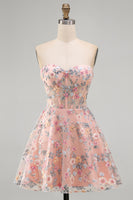 Load image into Gallery viewer, Sweetheart A Line Green Corset Short Prom Dress with 3D Flowers