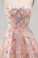 Load image into Gallery viewer, Sweetheart A Line Green Corset Short Prom Dress with 3D Flowers