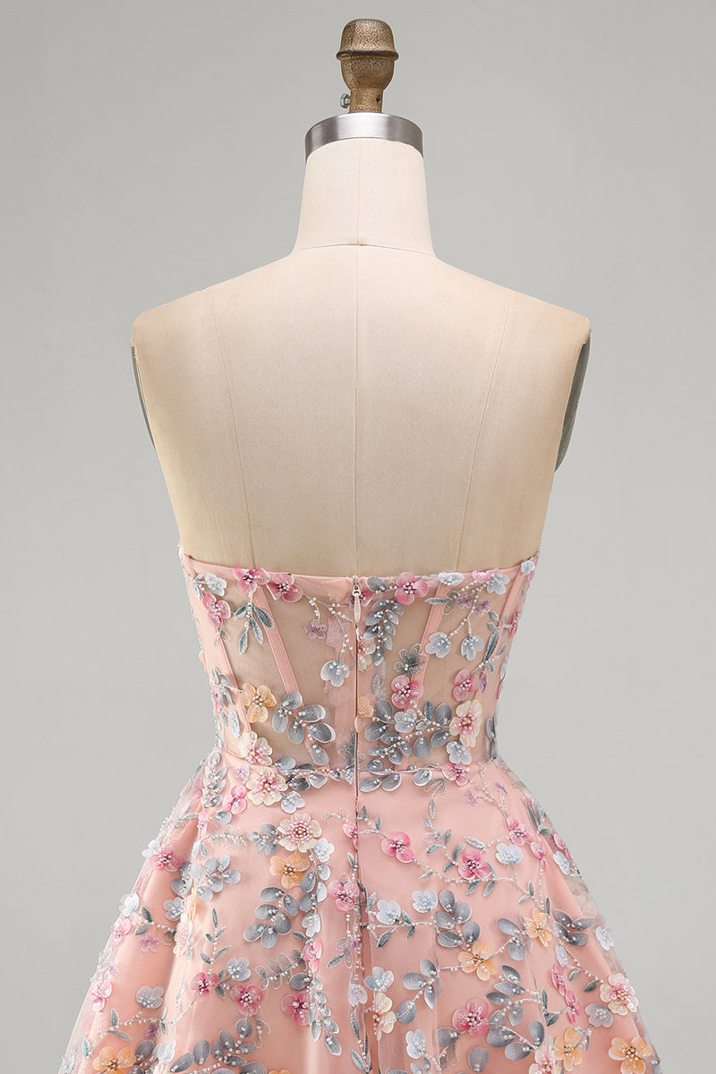 Load image into Gallery viewer, Sweetheart A Line Green Corset Short Prom Dress with 3D Flowers