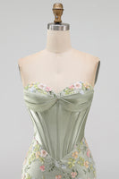 Load image into Gallery viewer, Floral Sweetheart Pink Tight Short Corset Prom Dress