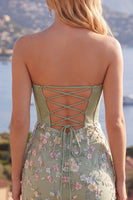 Load image into Gallery viewer, Floral Sweetheart Pink Tight Short Corset Prom Dress