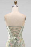 Load image into Gallery viewer, Floral Sweetheart Pink Tight Short Corset Prom Dress