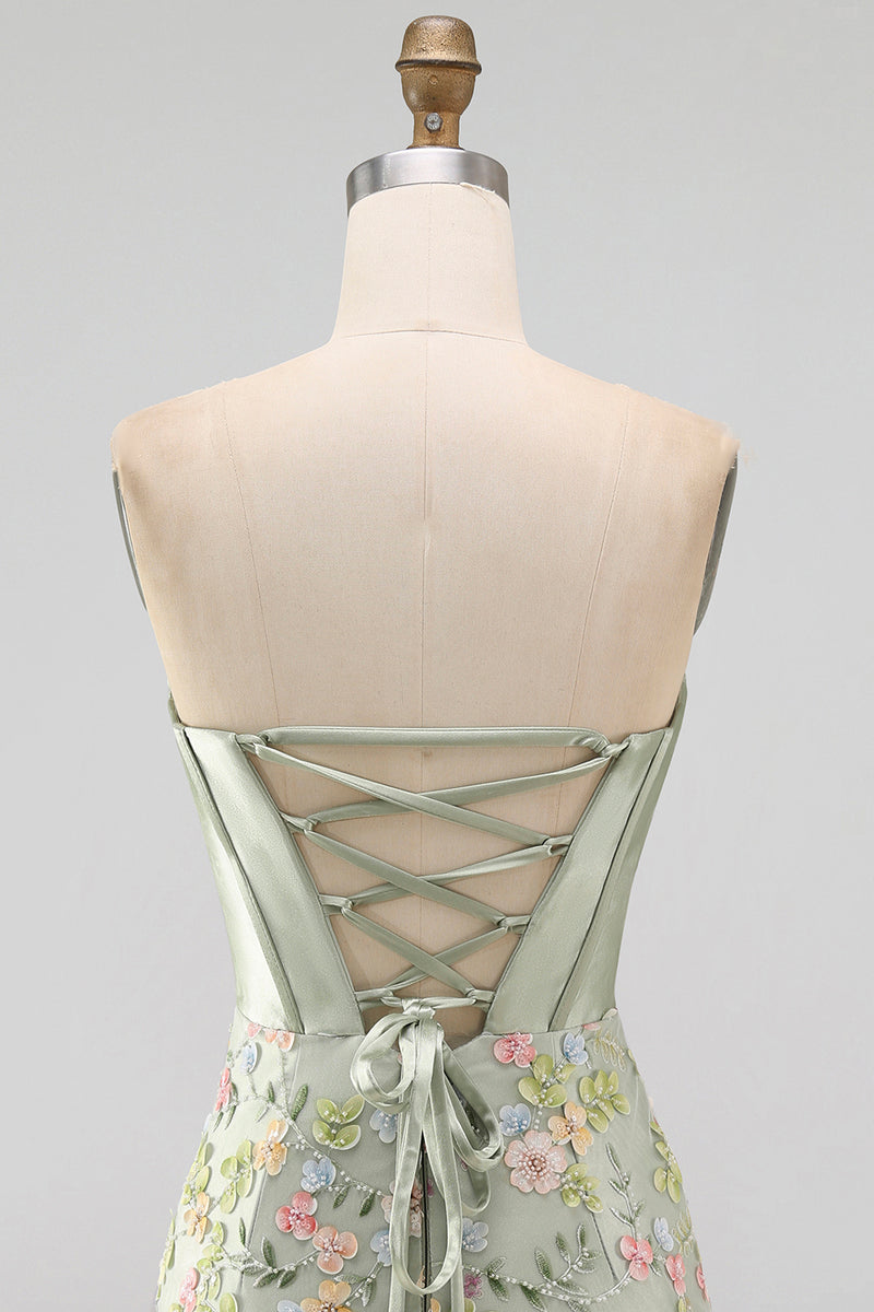 Load image into Gallery viewer, Floral Sweetheart Pink Tight Short Corset Prom Dress