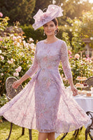 Load image into Gallery viewer, Sparkly Lilac Midi Floral Bodycon Beaded Mother of the Bride Dress with Cape
