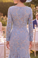 Load image into Gallery viewer, Grey Blue Mermaid Maxi Square Neck Floral Mother of the Bride Dress with Belt
