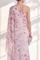 Load image into Gallery viewer, Mermaid Lilac Long Floral Beaded Mother of the Bride Dress with Side Cape