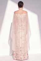 Load image into Gallery viewer, Apricot Mermaid Long Strapless Floral Mother of the Bride Dress with Cape