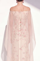 Load image into Gallery viewer, Apricot Mermaid Long Strapless Floral Mother of the Bride Dress with Cape
