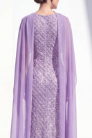 Load image into Gallery viewer, Sparkly Purple Mermaid Beaded Long Mother of the Bride Dress with Cape
