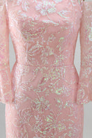 Load image into Gallery viewer, Sparkly Blush Mermaid Floral Long Beaded Mother of the Bride Dress with Sleeves