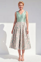 Load image into Gallery viewer, V-Neck Jacquard Navy Maxi A Line Floral Mother of the Bride Dress
