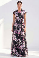 Load image into Gallery viewer, White Long Floral Cap Sleeves A Line Mother of the Bride Dress