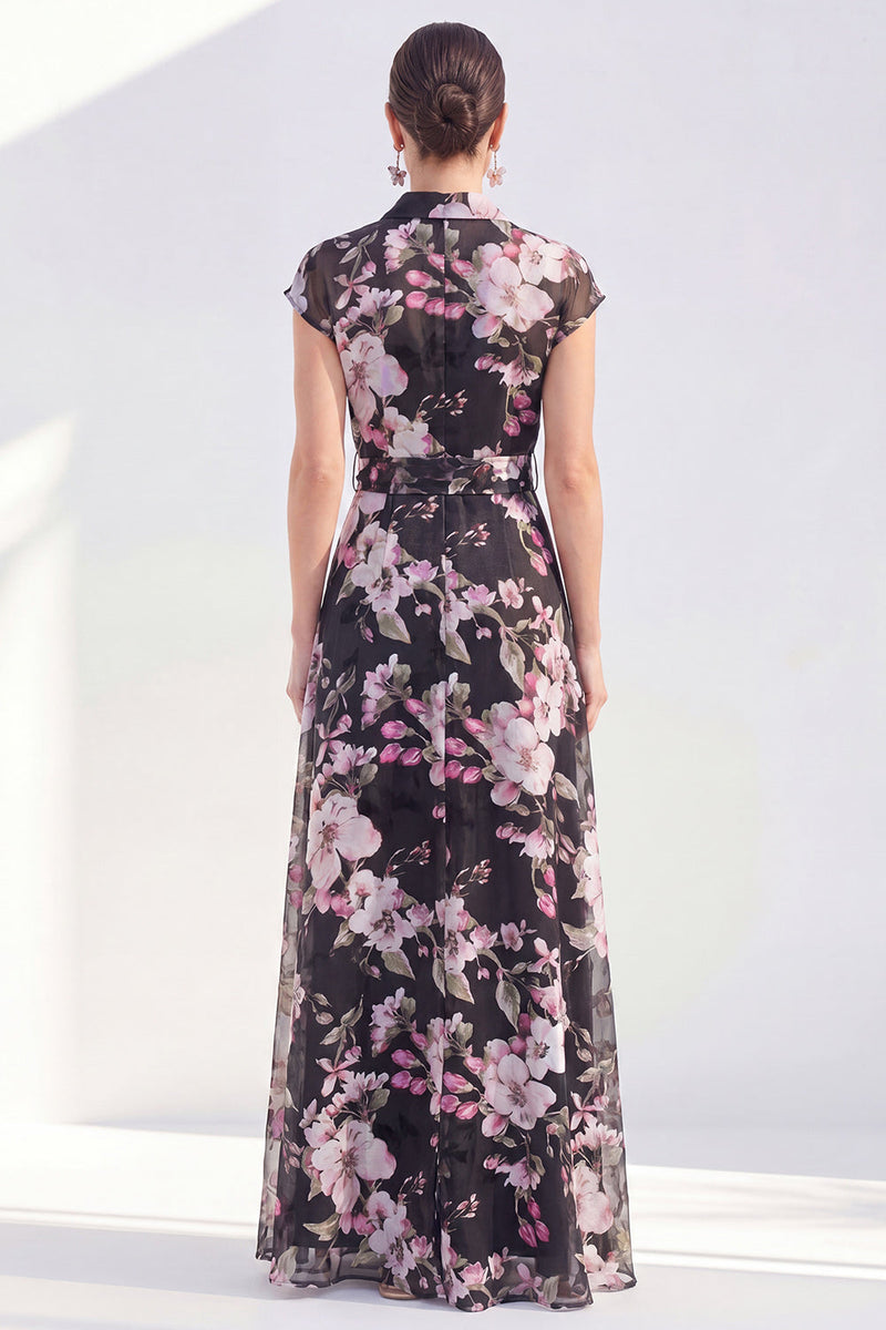 Load image into Gallery viewer, White Long Floral Cap Sleeves A Line Mother of the Bride Dress
