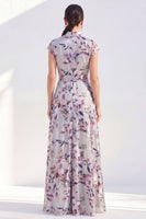 Load image into Gallery viewer, White Long Floral Cap Sleeves A Line Mother of the Bride Dress
