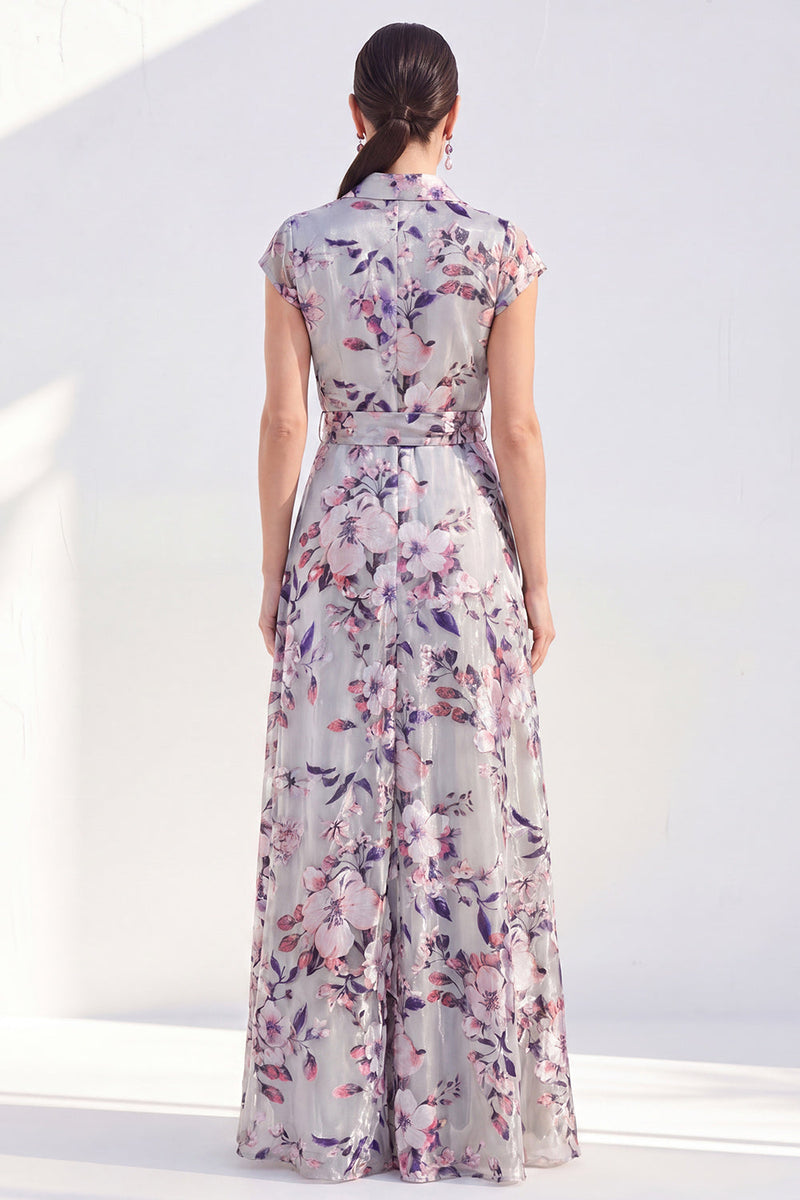 Load image into Gallery viewer, White Long Floral Cap Sleeves A Line Mother of the Bride Dress