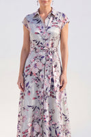 Load image into Gallery viewer, White Long Floral Cap Sleeves A Line Mother of the Bride Dress