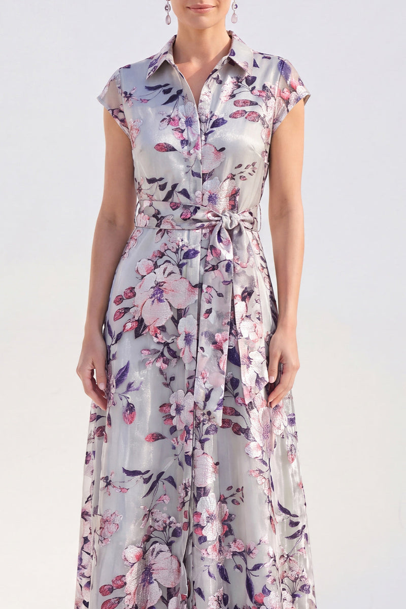 Load image into Gallery viewer, White Long Floral Cap Sleeves A Line Mother of the Bride Dress