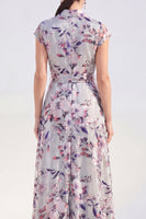 Load image into Gallery viewer, White Long Floral Cap Sleeves A Line Mother of the Bride Dress