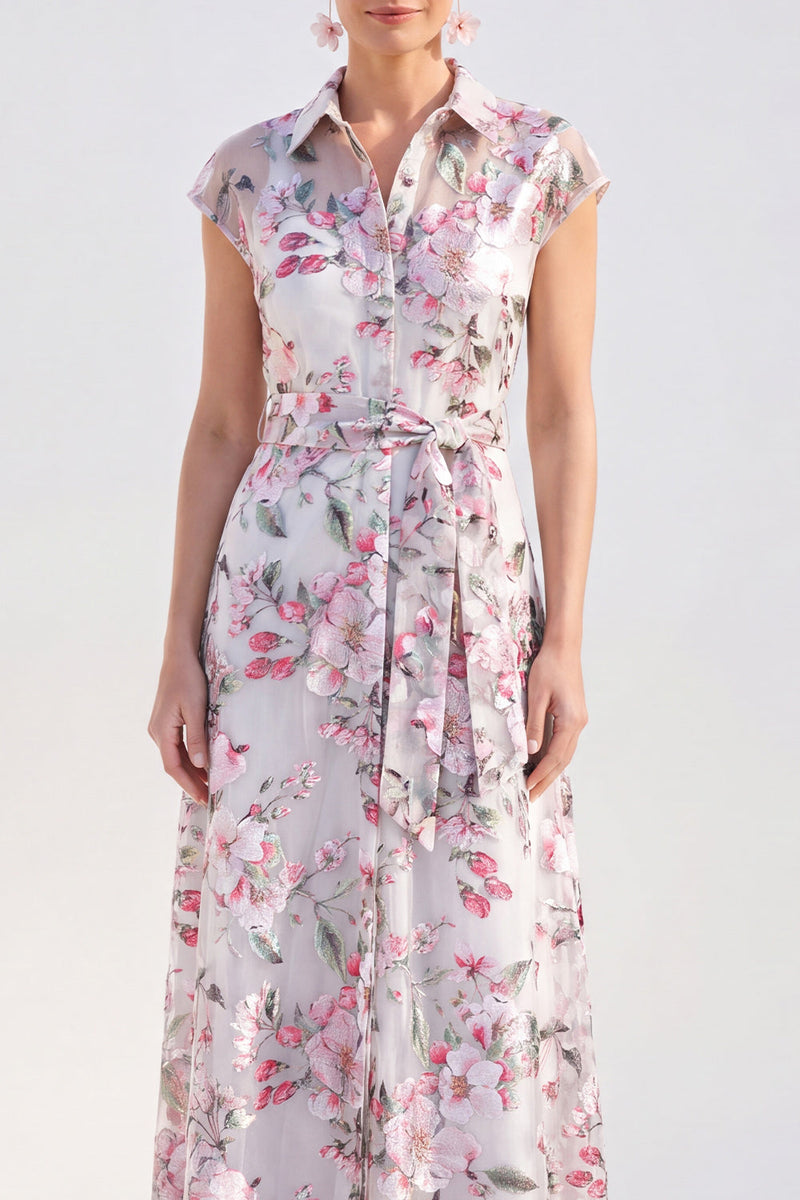 Load image into Gallery viewer, White Long Floral Cap Sleeves A Line Mother of the Bride Dress